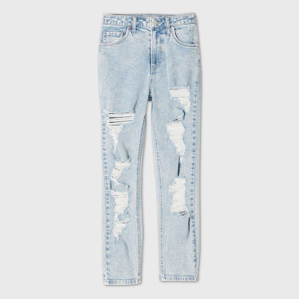 Wild Fable Light Wash Distressed Mom Jeans